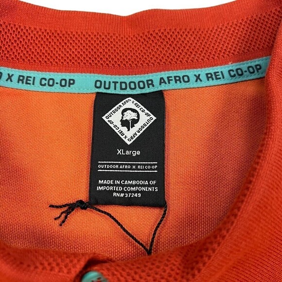 NEW Outdoor Afro x REI CO-OP Short Sleeve Polo Shirt Papaya XL - Picture 10 of 14